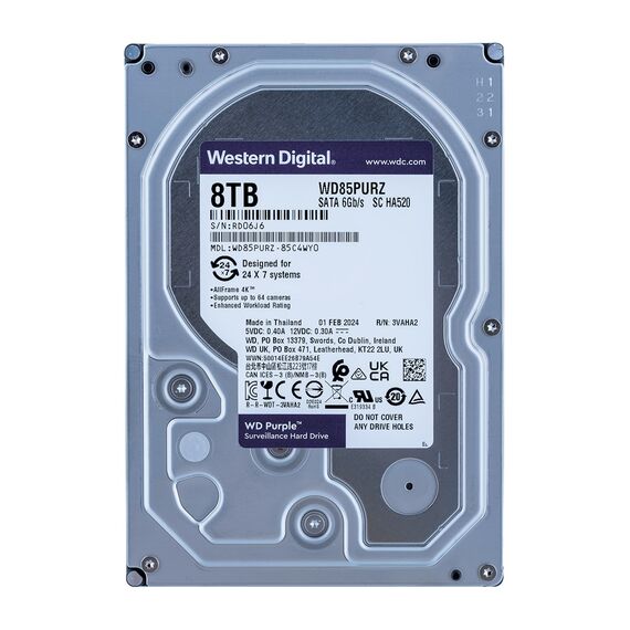 Western Digital Blue 8TB WD PURPL 8TB WD PURPLE 3.5" Serial ATA III - Internal HDD - Hard Drives - Techbox