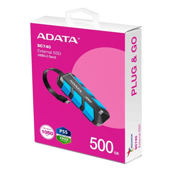 ADATA SC740 500 GB USB Type-C 3.2 Gen 2 (3.1 Gen 2) Black, Blue | Techbox