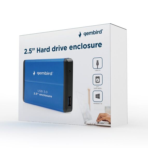 Gembird EE2-U3S-2-B storage drive enclosure 2.5" USB 3.0 HDD enclosure Blue - Cases & Accessories - Hard Drives - Techbox