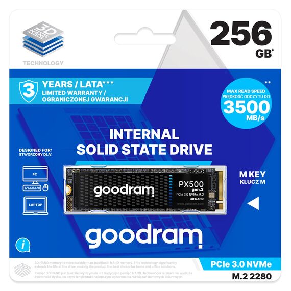 Goodram PX500 GEN.3 SSDPR-PX500-256-80-G3 internal solid state drive 256 GB M.2 PCI Express 3.0 NVMe 3D NAND | Techbox