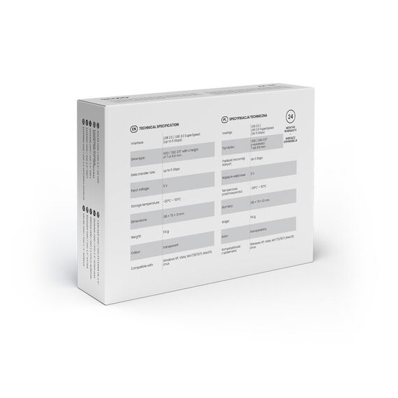 Savio 2.5" External HDD/SSD enclosure, USB 3.0, transparent, AK-66 | Techbox