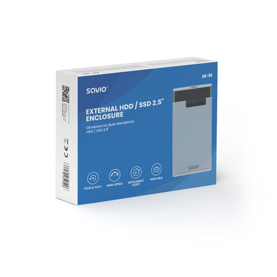 Savio 2.5" External HDD/SSD enclosure, USB 3.0, transparent, AK-66 | Techbox