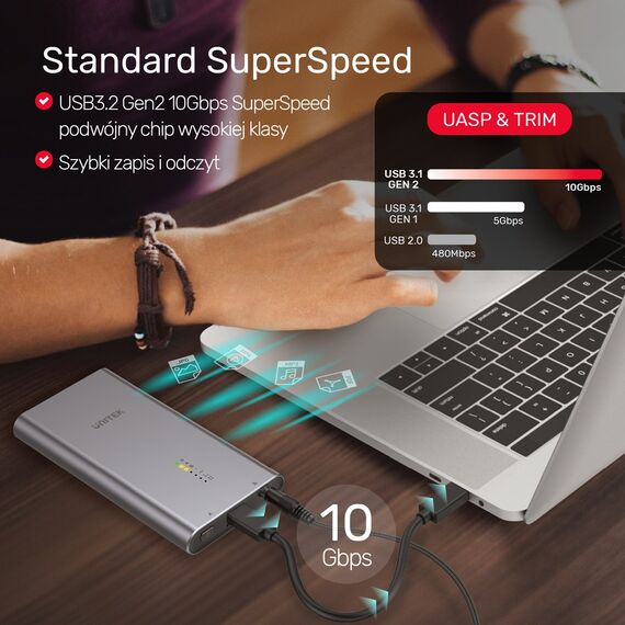 UNITEK S1206A SolidForce USB-C to PCIe/NVMe M.2 SSD 10Gbps Dual Bay Enclosure with Offline Clone - Cases & Accessories - Hard Drives - Techbox