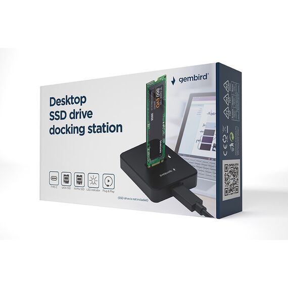 Gembird DD-U3M2 storage drive docking station USB 3.2 Gen 1 (3.1 Gen 1) Type-C Black | Techbox