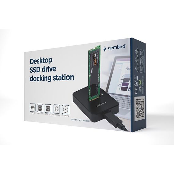 Gembird DD-U3M2 storage drive docking station USB 3.2 Gen 1 (3.1 Gen 1) Type-C Black | Techbox
