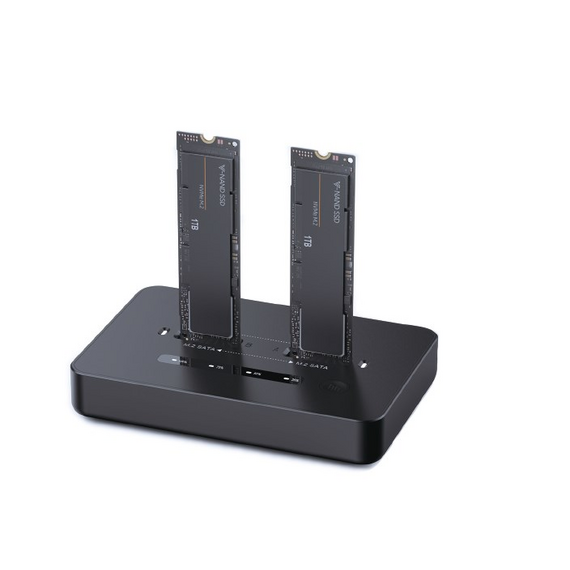 Gembird DD2-U3M2 Desktop dual drive USB Type-C M.2 NVME (and SATA) SSD docking station, black - Cases & Accessories - Hard Drives - Techbox
