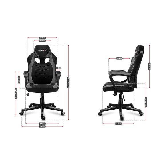 Huzaro FORCE 2.5 GREY MESH Gaming armchair Mesh seat Black, Grey - Gaming Furniture - Gaming - Techbox