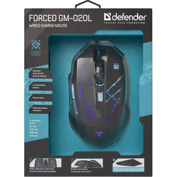 Defender Forced GM-020L mouse Gaming Ambidextrous USB Type-A Optical 3200 DPI - Mice - Keyboards & Mice - Techbox
