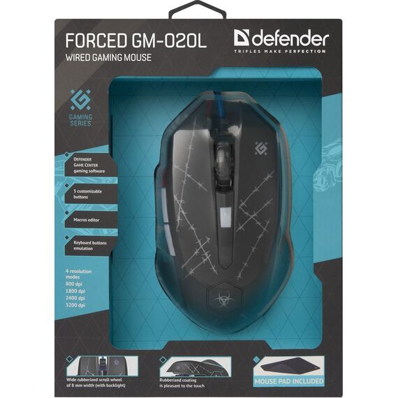 Defender Forced GM-020L mouse Gaming Ambidextrous USB Type-A Optical 3200 DPI - Mice - Keyboards & Mice - Techbox