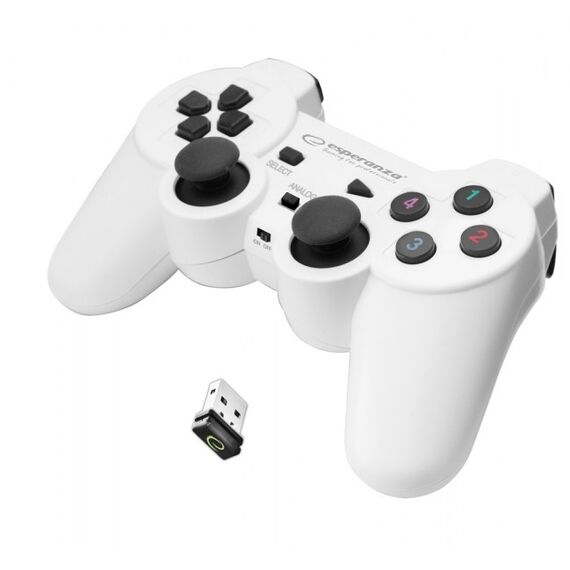 Esperanza EGG108W Gaming Controller Gamepad PC,Playstation 3 Analogue / Digital RF Black,White - PS3 Accessories - Accessories for Consoles - Techbox