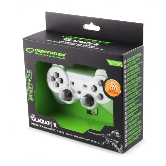 Esperanza EGG108W Gaming Controller Gamepad PC,Playstation 3 Analogue / Digital RF Black,White - PS3 Accessories - Accessories for Consoles - Techbox