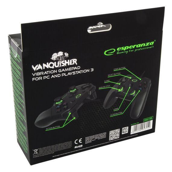 Esperanza EGG110K Gaming Controller Gamepad PC,Playstation 3 Analogue / Digital USB 2.0 Black - PS3 Accessories - Accessories for Consoles - Techbox