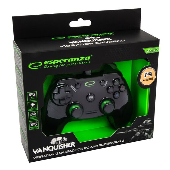 Esperanza EGG110K Gaming Controller Gamepad PC,Playstation 3 Analogue / Digital USB 2.0 Black - PS3 Accessories - Accessories for Consoles - Techbox