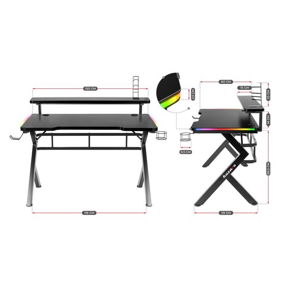 GAMING DESK HUZARO HERO 5.0 RGB | Techbox