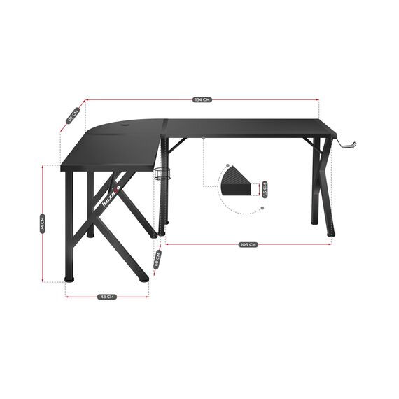 Gaming desk Huzaro Hero 6.3 Black | Techbox