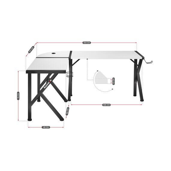 Gaming desk Huzaro Hero 6.3 White | Techbox