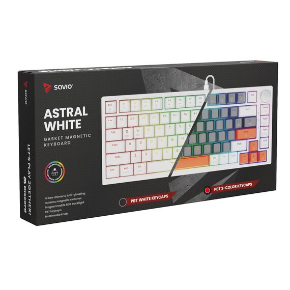 Savio ASTRAL WHITE JADE 3 COLOURS keyboard Gaming USB QWERTY US International | Techbox