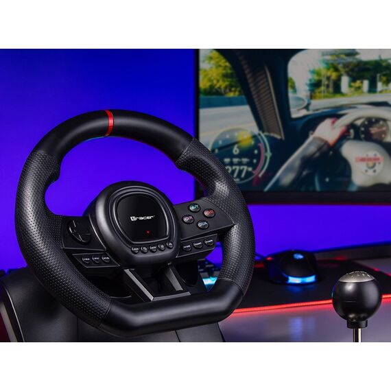 Tracer TRAJOY47345 Gaming Controller Black Steering Wheel + Pedals PlayStation 4, PlayStation 3, Xbox One, Xbox 360, Switch, PC - Game Controllers - Gaming - Techbox