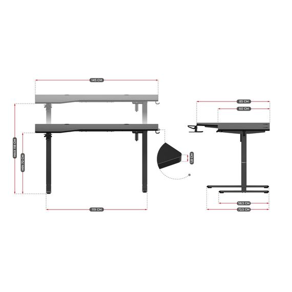 Electric desk - Huzaro Hero 9.1 - Gaming Furniture - Gaming - Techbox