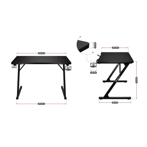 Gaming desk Huzaro Hero 1.8 Black | Techbox