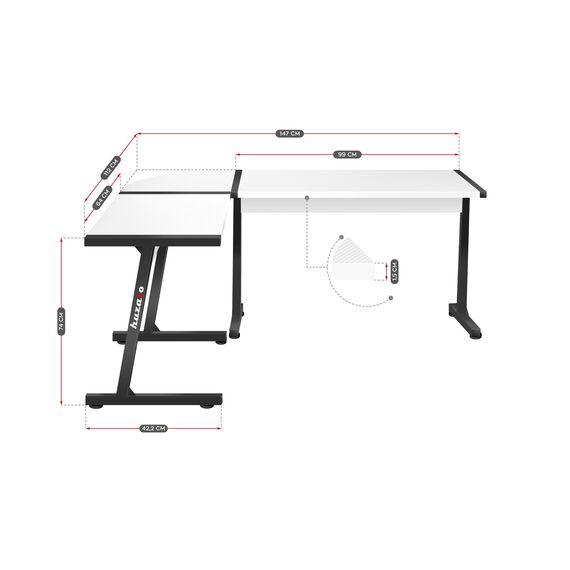 GAMING DESK HUZARO HERO 6.0 WHITE | Techbox