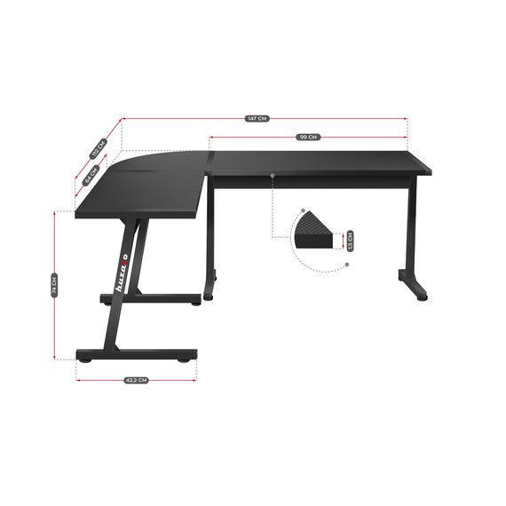 HUZARO HERO 6.0 BLACK GAMING DESK | Techbox
