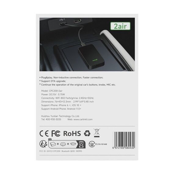 CarlinKit 5.0 2AIR CPC200-2air Wireless adapter Black - Adaptors & Plugs - Cables & Adapters - Techbox
