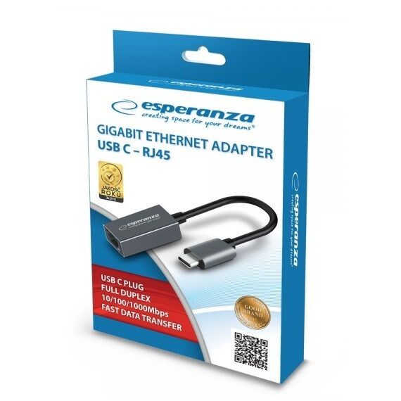 Esperanza ENA102 ETHERNET 1000 MBPS ADAPTER USB C-RJ45 | Techbox