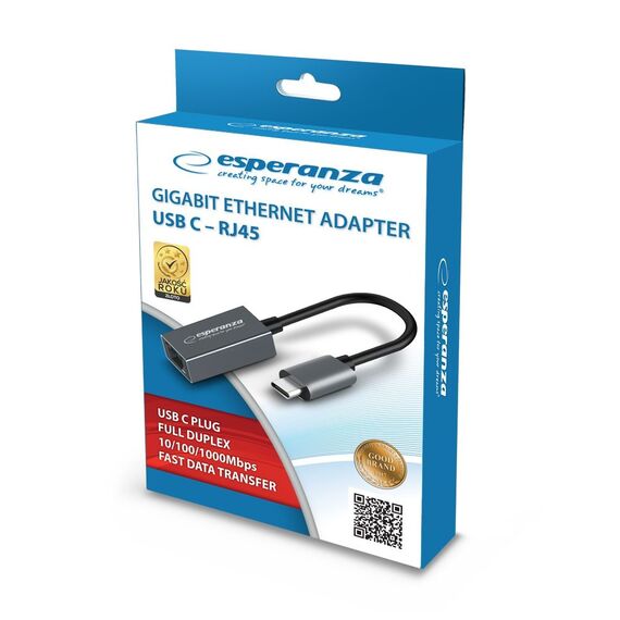 Esperanza ENA102 ETHERNET 1000 MBPS ADAPTER USB C-RJ45 | Techbox