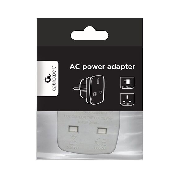 Gembird A-AC-UKEU-001 power plug adapter Type G (UK) Type F White | Techbox
