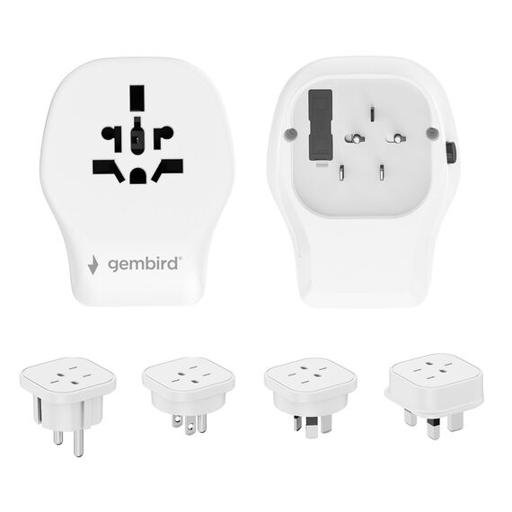 Gembird TPA-1A2C20-02-W Universal travel power adapter, 20 W, white - Adaptors & Plugs - Cables & Adapters - Techbox