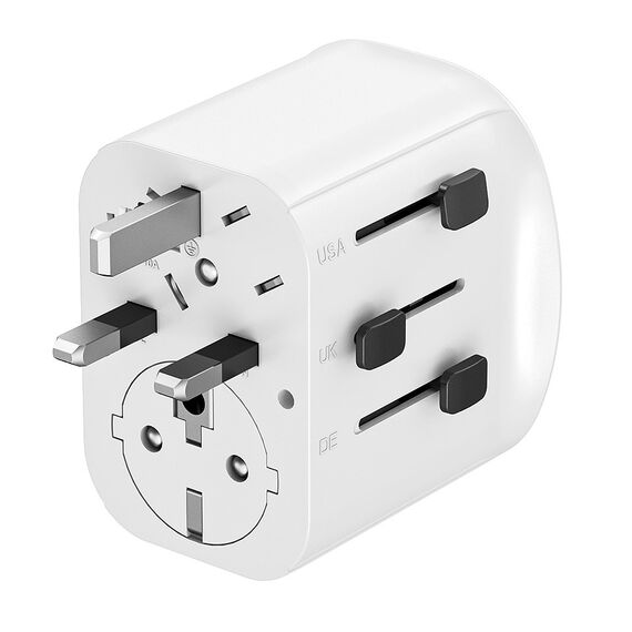 Gembird TPA-EU2A1C15-01-W Grounded universal travel power adapter, 15 W, white - Adaptors & Plugs - Cables & Adapters - Techbox