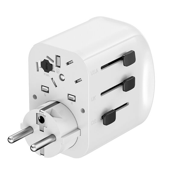 Gembird TPA-EU2A1C15-01-W Grounded universal travel power adapter, 15 W, white - Adaptors & Plugs - Cables & Adapters - Techbox