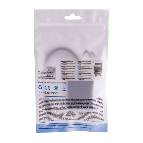 Lanberg AD-0006-BK video cable adapter 0.2 m VGA (D-Sub) Mini DisplayPort Black - Adaptors & Plugs - Cables & Adapters - Techbox