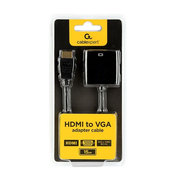 Gembird A-HDMI-VGA-04 video cable adapter 0.15 m VGA (D-Sub) HDMI Type A (Standard) Black | Techbox
