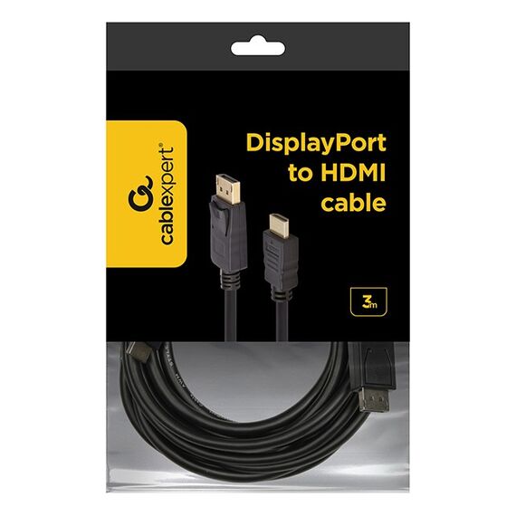 Gembird CC-DP-HDMI-3M DisplayPort to HDMI cable (not bi-directional), 3m, black - Monitor Cables - Cables & Adapters - Techbox