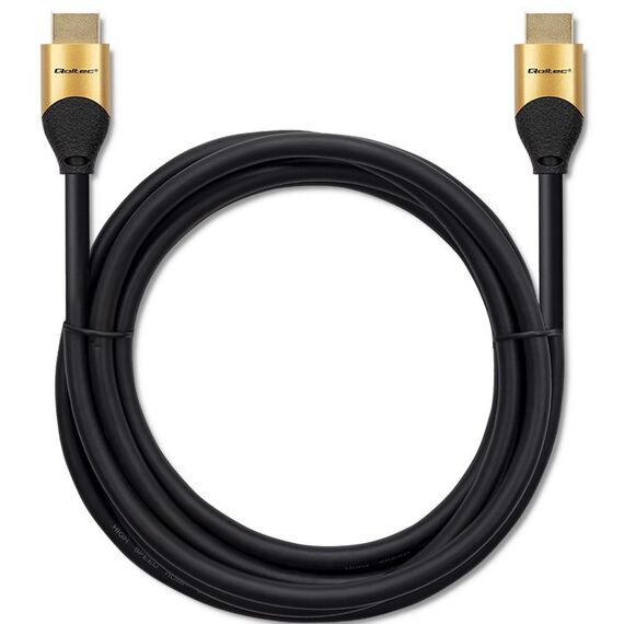 Qoltec 50356 HDMI v2.1 Cable Ultra high speed 8K | 60Hz | 28AWG | GOLD | 3m | Techbox
