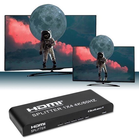 Qoltec 51799 Active HDMI Splitter 4 x HDMI 4K x 2K | 6Gb/s | 60Hz | Techbox