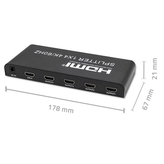 Qoltec 51799 Active HDMI Splitter 4 x HDMI 4K x 2K | 6Gb/s | 60Hz | Techbox