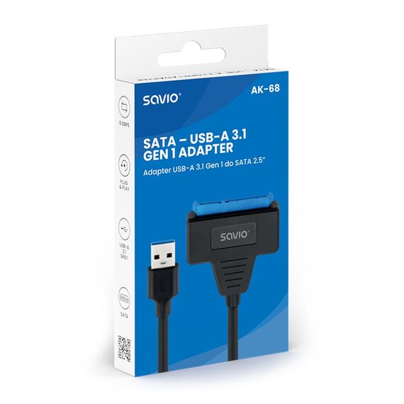 SAVIO AK-68 Adapter USB-A 3.1 Gen 1 (M) - SATA (F) for 2.5" drives | Techbox