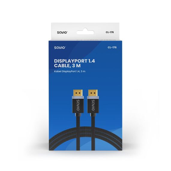 SAVIO DISPLAYPORT (M) - DISPLAYPORT (M) CABLE, V1.4, 3 m, CL-176 - Monitor Cables - Cables & Adapters - Techbox