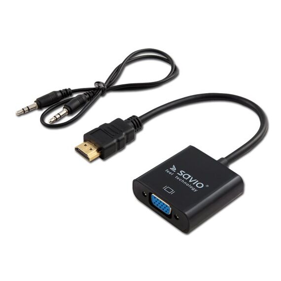 SAVIO HDMI (M) – VGA (F) Adapter with audio CL-23/B Black | Techbox