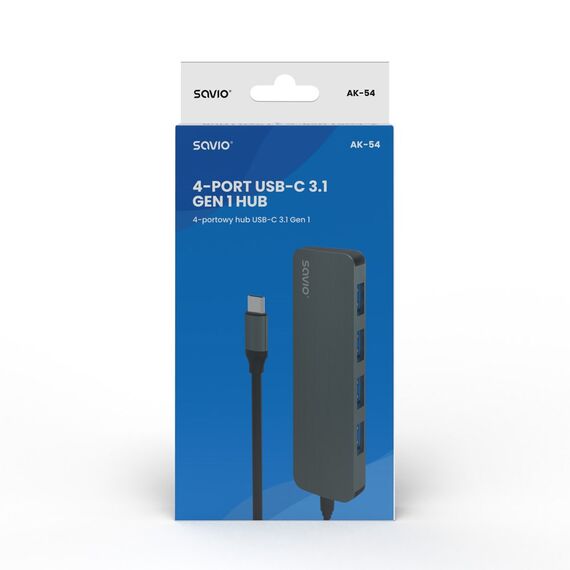 SAVIO Hub USB-C - 4 x USB-A, AK-54 | Techbox