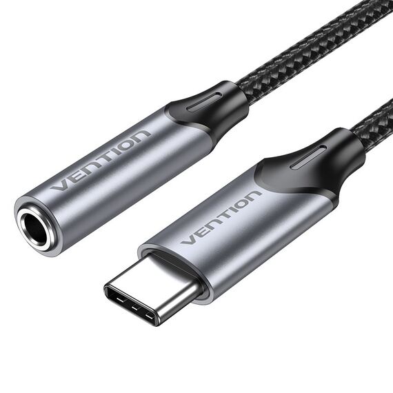 Vention USB-C Male to 3.5MM Earphone Jack With DAC Adapter 0.1M Gray Aluminum Alloy Type | Techbox