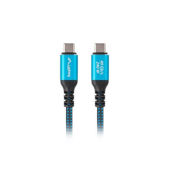 Lanberg CA-CMCM-44CU-0005-BK USB cable USB4 Gen 2x2 0.5 m USB C Black, Blue - USB Cables - Cables & Adapters - Techbox