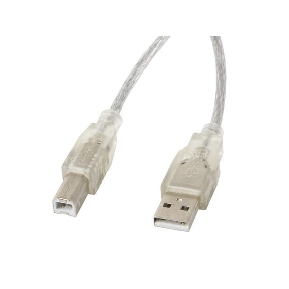 Lanberg CA-USBA-12CC-0018-TR USB cable USB 2.0 1.8 m USB B Transparent | Techbox
