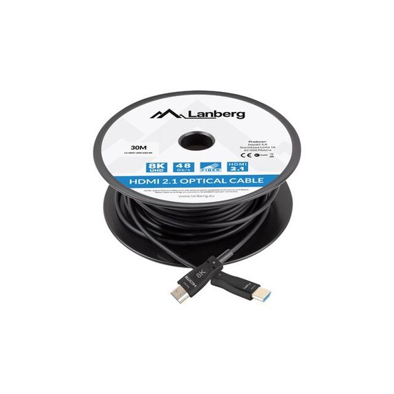 LANBERG CABLE HDMI M/M V2.1 30M 8K OPTICAL AOC - Monitor Cables - Cables & Adapters - Techbox