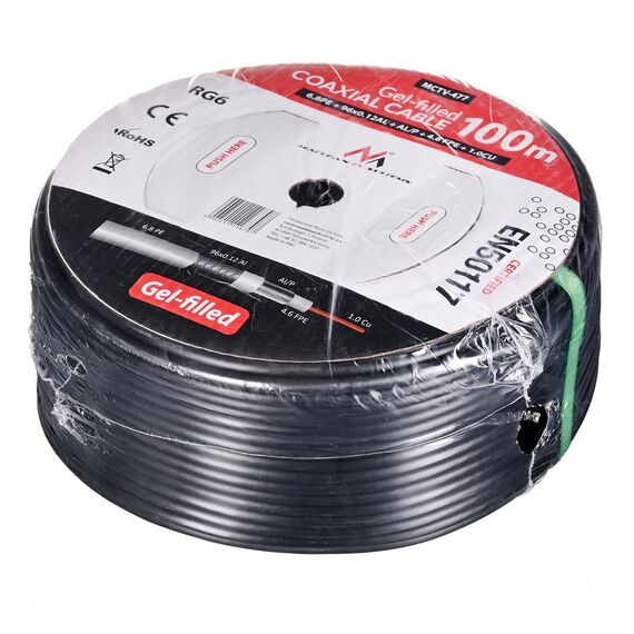 Maclean MCTV-477 coaxial cable 100 m Black | Techbox