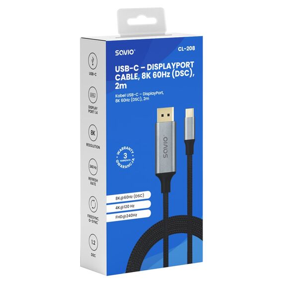 Savio CL-208 USB cable USB 3.2 Gen 1 (3.1 Gen 1) 2 m USB C Black, Grey - USB Cables - Cables & Adapters - Techbox