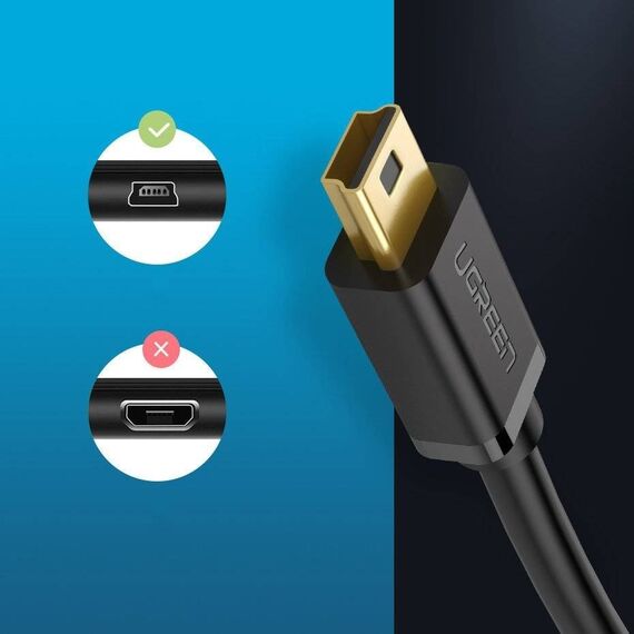 Ugreen USB cable - mini USB 480 Mbps 3 m US132 (black) | Techbox